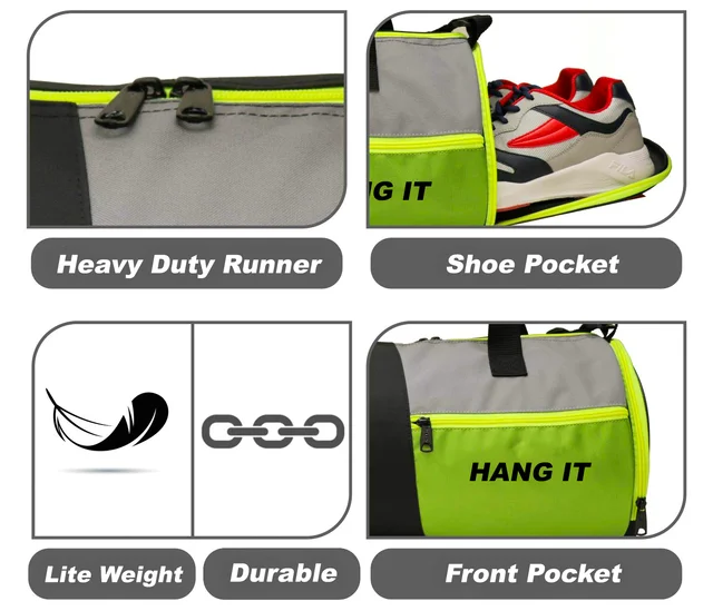 Body Smith Premium Gym Duffle Bag with Shoe Compartment - One Size, Green