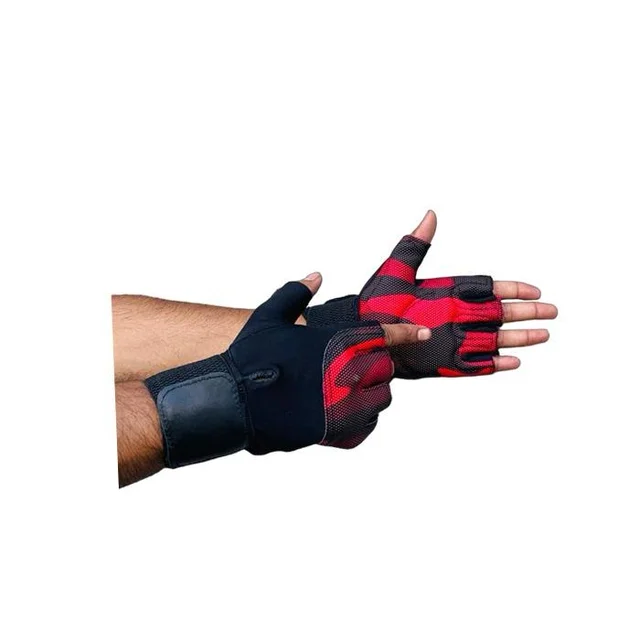 Body Smith Unisex Camo Red Gym Gloves for with Wrist Support - One Size, Milano Red