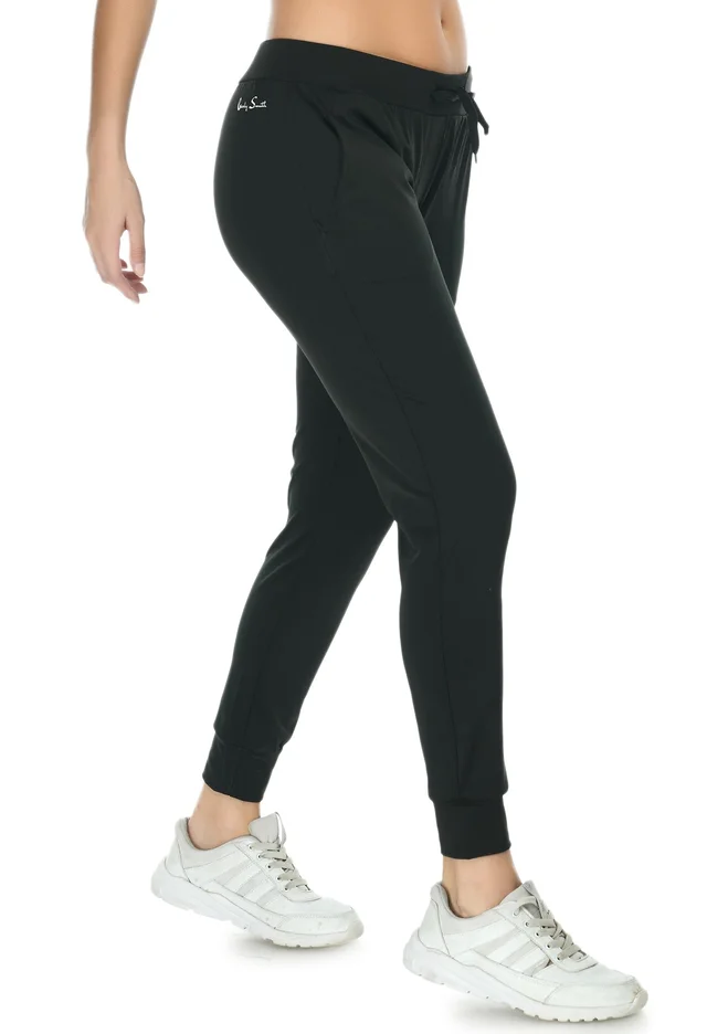 Body Smith Women Solid Black Jogger - M, Black