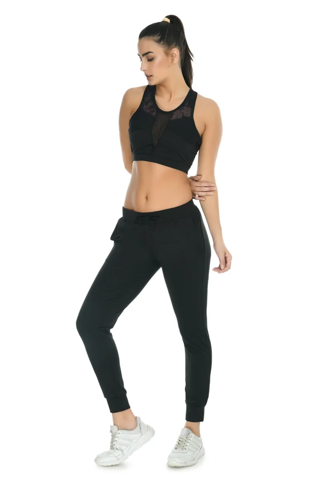 Body Smith Women Solid Black Jogger - M, Black