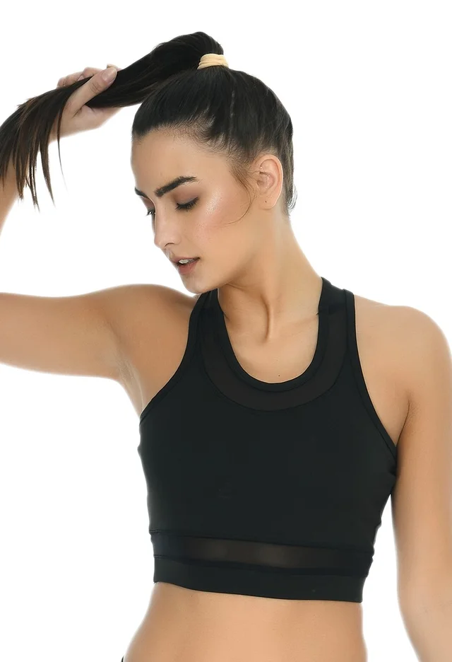 Body Smith Women Solid Black Sports Bra - M, Black