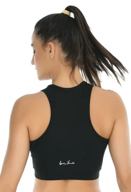 Body Smith Women Solid Black Sports Bra - M, Black
