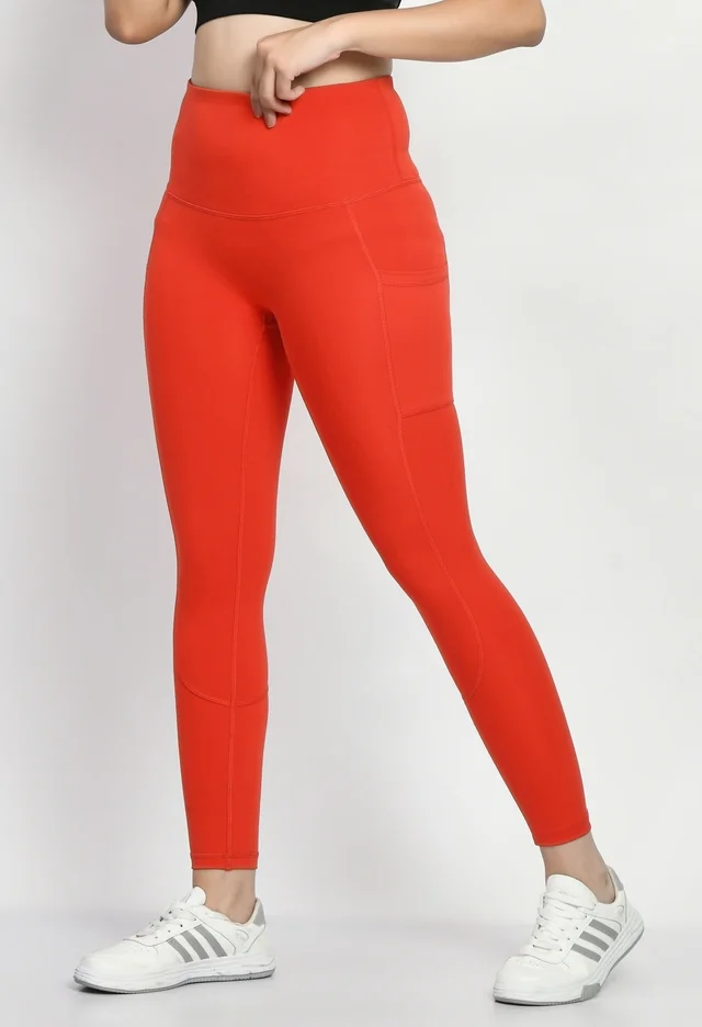 Body Smith Womens Active Solid Tummy Tucker Tights - XXL, Red