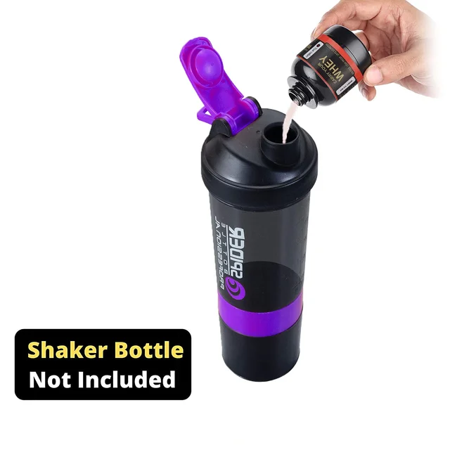 Body Smith Portable Protein or Supplement Powder Carrying Funnel and Container with Key-Chain |Carry Single serving protein supplement Upto 33 grams - Black, One Size