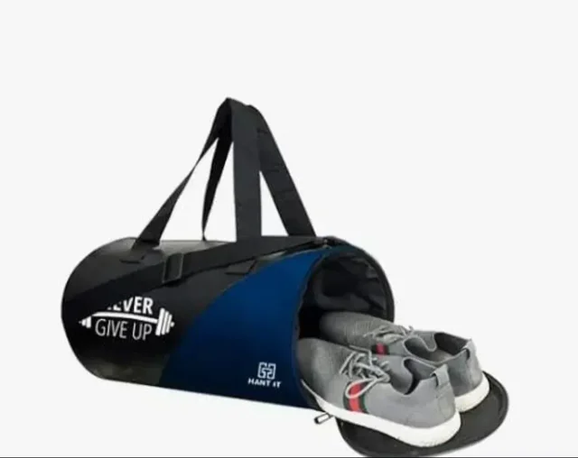 Body Smith Premium Black Blue Gym Duffle Bag with Shoe Compartment - One Size, Black
