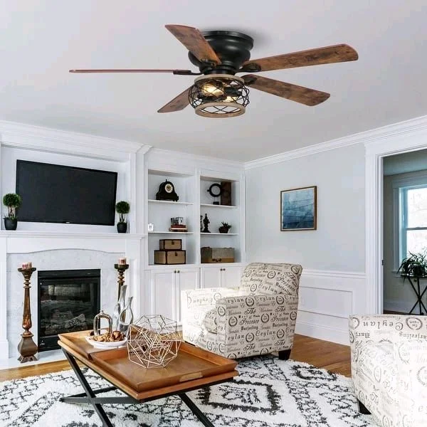 48" Antique Wooden 5-Blade Black Flush Mount Ceiling Fan with Light $125.89 - Boasting a touch of farmhouse rustic appeal, this 48-inch Black Caged Ceiling Fan is a great way to add comfort and style to any room. The decorative ceiling fan features a matte black finish fixture and five reversible wood [ Check Now All Details- https://yazing.com/deals/bedbathandbeyond/harishchandr12