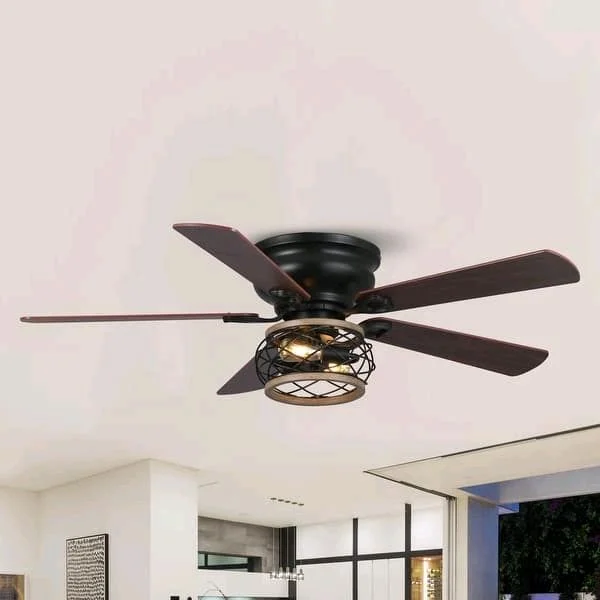 48" Antique Wooden 5-Blade Black Flush Mount Ceiling Fan with Light $125.89 - Boasting a touch of farmhouse rustic appeal, this 48-inch Black Caged Ceiling Fan is a great way to add comfort and style to any room. The decorative ceiling fan features a matte black finish fixture and five reversible wood [ Check Now All Details- https://yazing.com/deals/bedbathandbeyond/harishchandr12