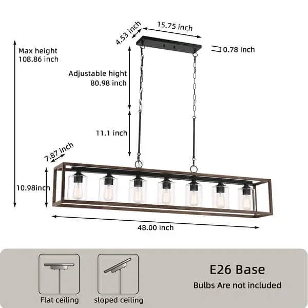 Add a touch of vintage-inspired elegance to your home with the farmhouse linear Chandelier. Its open outer walnut-finished frame and rectangular silhouette make it the perfect addition to your kitchen island or dining room. .buy Now Not Available Only Buy Link Here > https://yazing.com/deals/bedbathandbeyond/harishchandr12
