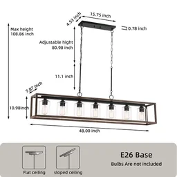 Add a touch of vintage-inspired elegance to your home with the farmhouse linear Chandelier. Its open outer walnut-finished frame and rectangular silhouette make it the perfect addition to your kitchen island or dining room. .buy Now Not Available Only Buy Link Here > https://yazing.com/deals/bedbathandbeyond/harishchandr12
