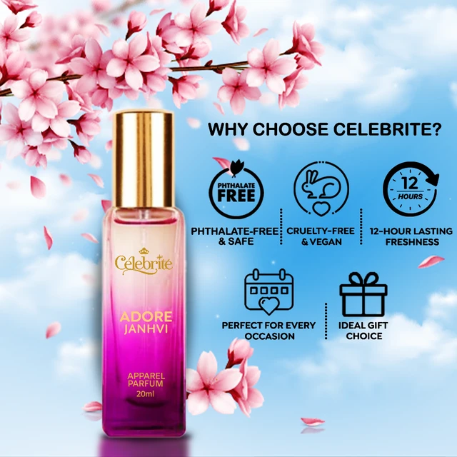 Adore Janhvi – A Glamorous Bollywood-Inspired Apparel Perfume | Long-Lasting Freshness | Compact 20 ML Celebrity-Inspired Fragrance - 20 ML, 20 ML