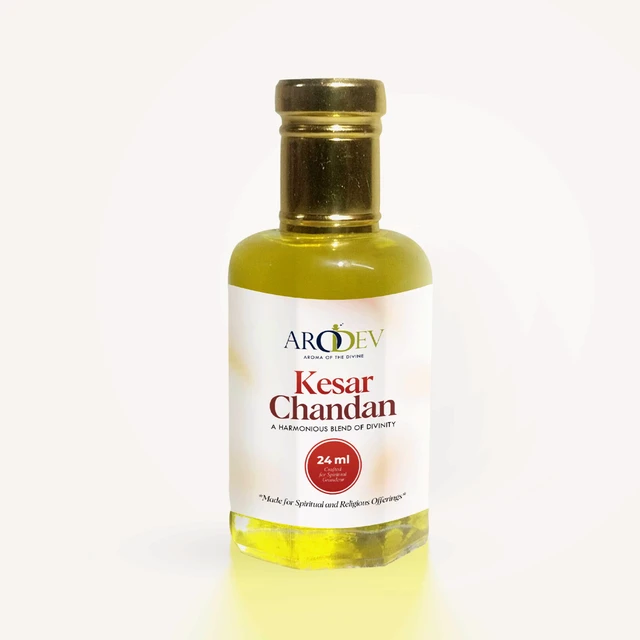 Kesar Chandan Attar – 24 ML Long-Lasting Perfume Oil for Ceremonies | Authentic Indian Sandalwood & Saffron Fragrance