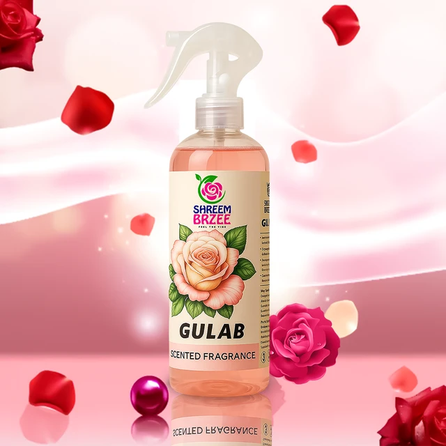 Fragrascent Gulab Room Freshener Spray - Natural Rose Fragrance, Long-Lasting Freshness, 250 ML Air Freshener for Home & Office - 250 ML, 250 ML