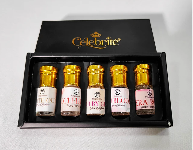 Replica Fragrance Gift Set - 5 x 3ML Perfume Oils for Men & Women | Luxury Unisex Perfume Oil Gift Pack | WHITE OUD, GCI FLORA, ZARA ROSE & More - 5 x 3 ML, 5 x 3 ML