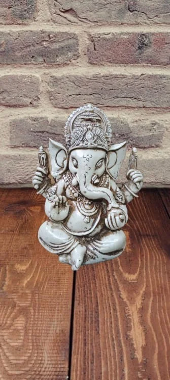 PJH Small Size Polyresin Ganesha Idol for Car Dashboard, Home Mandir, and Office Table Decor.