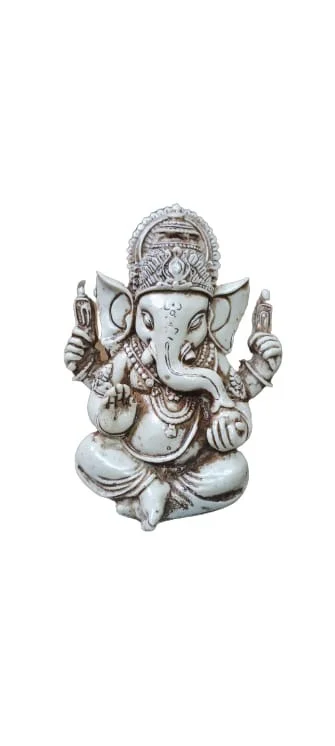 PJH Small Size Polyresin Ganesha Idol for Car Dashboard, Home Mandir, and Office Table Decor.
