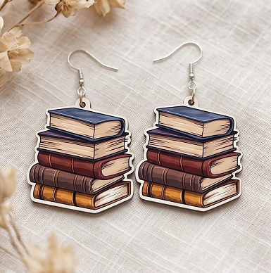 Books Printed Earrings – Book-Lover & Stylish Lightweight Earrings