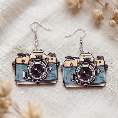 Camera Printed Earrings – Vintage & Stylish Lightweight Earrings