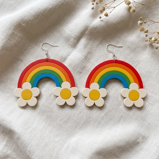 Rainbow Daisy earings