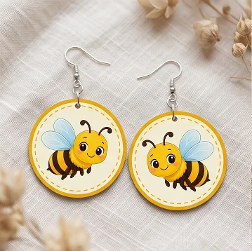 Honey Bee Printed Earrings – Cute & Stylish Lightweight Earrings