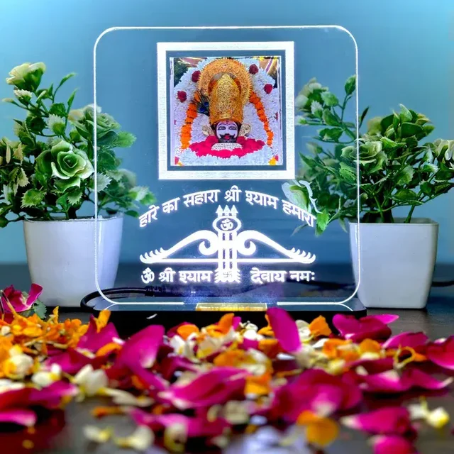 Khatu Shyam Ji Idol LED Light Glow Frame - 8 x 8 inch