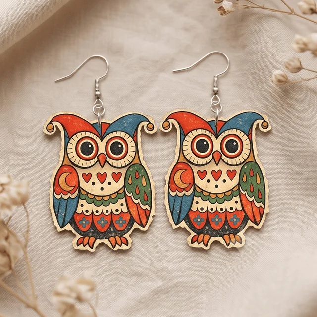 Owl Printed Earrings – Cute & Stylish Lightweight Earrings