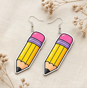 Pencil Printed Earrings – Cute & Stylish Lightweight Earrings