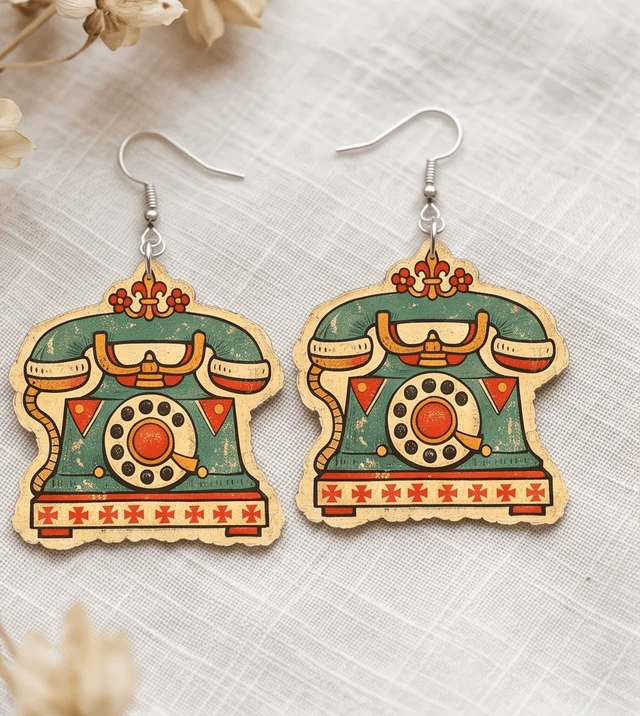 Vintage Telephone Shape Earrings – Unique & Stylish Lightweight Earrings