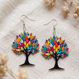 Tree Printed Earrings – Nature-Inspired & Stylish Lightweight Earrings