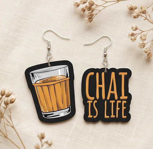 Chai Is Life Printed Earrings – Fun & Stylish Lightweight Earrings