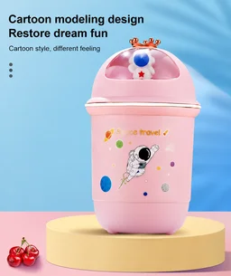 450ml Cute Astronaut Glass Sipper Bottle | Leakproof Kids Water Bottle with Straw