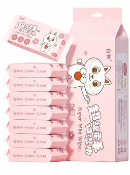 64 Pcs Mini Baby Wet Wipes Travel Pack | Portable Pocket Tissue Wipes for Kids & Adults
