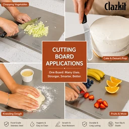 Counter Top Stainless Steel Chopping Cutting Board Vegetable,Fruit,Bread & Durable Safe & Heavy Duty small