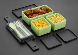 2 Layer Bento Lunch Box with Spoon & Fork for Office, School, College & Travel
