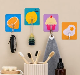 Printed Self-Adhesive Waterproof Wall Hook for Bathroom, Kitchen, Bedroom & Home Decor