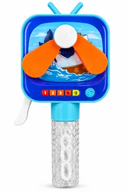 2-in-1 TV Bubble Fan Toy for Kids – Handheld Bubble Blower with Mini Cooling Fan