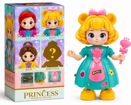Kitty Princess Musical Dancing Doll Toy with LED Light, Music, Dance & DIY Stickers for Kids (3+ Years)