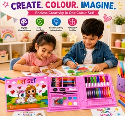 68 PCS Kids Art & Craft Kit for Boys & Girls | Drawing & Colouring Set with Sketch Pens, Colour Pencils, Crayons, Oil Pastels, Water Colours, Paint Brush, Eraser, Sharpener & Carry Case