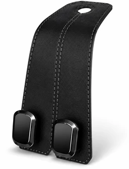 2-in-1 Leather Car Headrest Hook – Universal Car Seat Organizer for Bags, Handbags, Groceries & Backpacks