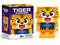 Dancing Tiger Robot Toy with Music, LED Lights & Walking Action | Battery Operated Tiger Cube Man Toy for Kids (3+ Years)