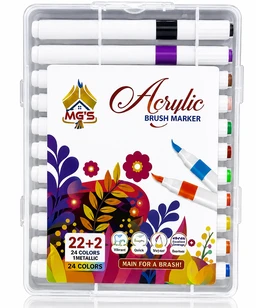 24 Colors Acrylic Marker Pen Set – Fine Tip Paint Markers for Drawing, Rock Painting, DIY Crafts, Card Making & School Art Projects