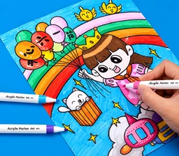 24 Colors Acrylic Marker Pen Set – Fine Tip Paint Markers for Drawing, Rock Painting, DIY Crafts, Card Making & School Art Projects