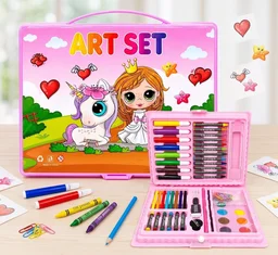68 PCS Kids Art & Craft Kit for Boys & Girls | Drawing & Colouring Set with Sketch Pens, Colour Pencils, Crayons, Oil Pastels, Water Colours, Paint Brush, Eraser, Sharpener & Carry Case