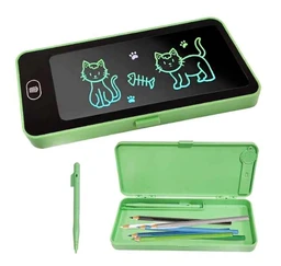  2 in 1 Writing Tablet Pencil Case for Kids | LCD Digital Writing Slate with Pencil Box | E-Note Pad Doodle Board for Drawing, Write & School