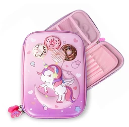 3D Unicorn EVA Pencil Case for Girls – Large Capacity Hard Shell Stationery Organizer Box with Multi Compartments | Premium School Pencil Pouch | Random Color