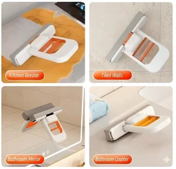 Mini Foldable Desktop Mop – Self-Squeeze Sponge Mop for Wet & Dry Cleaning | Portable Handheld Cleaner for Kitchen, Bathroom, Glass & Windows