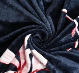 Blue Warm Double Bed Woollen & Velvet Fitted Bedsheet