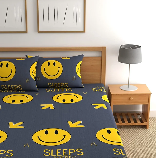 140 TC Microfiber Super Soft Cartoon Double Flat Bedsheet with 2 pillow cover - Double Bedsheet