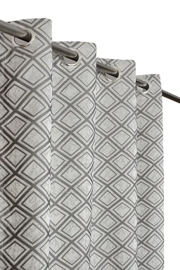 Panipat Textile Hub Polyester Eyelet Grey jacquard curtains Pack of 2 - Window (4x5 Feet)