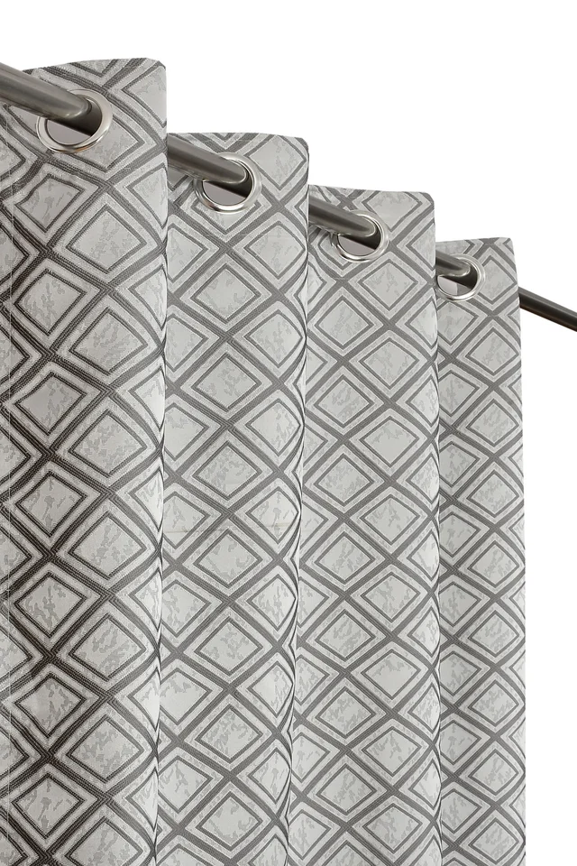 Panipat Textile Hub Polyester Eyelet Grey jacquard curtains Pack of 2 - Window (4x5 Feet)