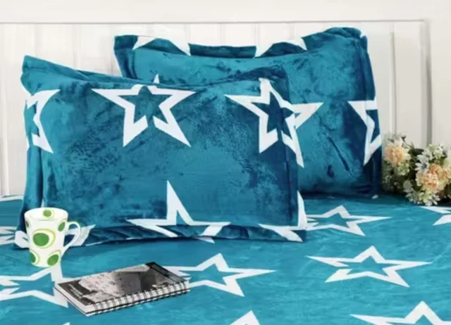 Aqua Warm Double Bed Woollen & Velvet Fitted Bedsheet